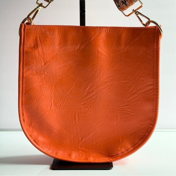 Ah • Adorned Orange Vegan Leather Shoulder Bag Boho Chic Crossbody Handbag - Picture 2 of 12